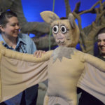 Devon Denn-Young and Katy Kepler with the Stellaluna puppet