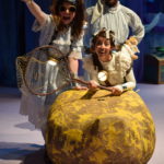 Chloe Langford as Nod, Tyrone Beasley as Wynken and Jessica Burrill Logue as Blynken in WYNKEN, BLYNKEN & NOD at The Rose Theater