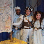 Tyrone Beasley as Wynken, Jessica Burrill Logue as Blynken and Chloe Langford in WYNKEN, BLYNKEN & NOD at The Rose Theater