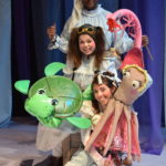 Tyrone Beasley as Wynken, Chloe Langford as Nod and Jessica Burrill Logue as Blynken in WYNKEN, BLYNKEN & NOD at The Rose Theater