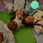 Chloe Langford as Nod, Tyrone Beasley as Wynken and Jessica Burrill Logue as Blynken in WYNKEN, BLYNKEN & NOD at The Rose Theater