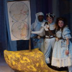 Tyrone Beasley as Wynken, Jessica Burrill Logue as Blynken and Chloe Langford in WYNKEN, BLYNKEN & NOD at The Rose Theater