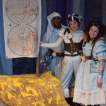 Tyrone Beasley as Wynken, Jessica Burrill Logue as Blynken and Chloe Langford in WYNKEN, BLYNKEN & NOD at The Rose Theater