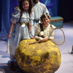 Chloe Langford as Nod, Tyrone Beasley as Wynken and Jessica Burrill Logue as Blynken in WYNKEN, BLYNKEN & NOD at The Rose Theater