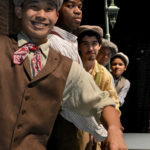 The cast of Newsies - Fran Adrianto, Marcel Daly, Liam Brenzel, Garrett Griffin and Natalie Hanson