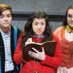 Otto Fox as Peter van Daan, Sophie Williams as Anne Frank and Belle Rangel as Margot Frank in THE DIARY OF ANNE FRANK at The Rose Theater