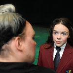 Joey Galda as Trunchbull and Maddie Smith as Matilda