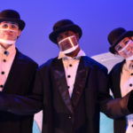 The Rose Theater's world premiere production of PENGUIN PROBLEMS, featuring: Ben Adams as Bob, Malik Fortner as Mortimer, Jessica Burrill Logue as Louise