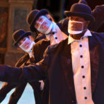 The Rose Theater's world premiere production of PENGUIN PROBLEMS, featuring: Malik Fortner as Mortimer, Ben Adams as Bob, and Jessica Burrill Logue as Louise.