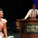 Delaney Jackson as Mary and Marcel Daly as George Bailey in IT'S A WONDERFUL LIFE, playing Dec. 3-19, 2021 at The Rose Theater.