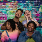 LYDIA WILLIAMSON, as ONE, LEO MERRICK, as TWO, LAKEETHA BLAKENEY, as THREE, and RON LEE MCGILL, as FOUR, in The Rose Theater's production of LIFE DOESN'T FRIGHTEN ME: I AM FEARLESS ROYALTY, playing OCTOBER 6-22 at Omaha's Rose Theater