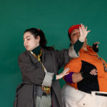 Carina DuMarce as Delivery Person and Rachel Smart as Wolfgang in The Rose Theater's production of RED RIDING HOOD, playing March 22 - April 7, 2024.