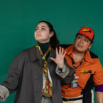 Carina DuMarce as Delivery Person and Rachel Smart as Wolfgang in The Rose Theater's production of RED RIDING HOOD, playing March 22 - April 7, 2024.