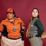 Carina DuMarce as Delivery Person and Rachel Smart as Wolfgang in The Rose Theater's production of RED RIDING HOOD, playing March 22 - April 7, 2024.