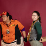 Carina DuMarce as Delivery Person and Rachel Smart as Wolfgang in The Rose Theater's production of RED RIDING HOOD, playing March 22 - April 7, 2024.