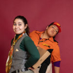 Carina DuMarce as Delivery Person and Rachel Smart as Wolfgang in The Rose Theater's production of RED RIDING HOOD, playing March 22 - April 7, 2024.