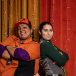 Carina DuMarce as Delivery Person and Rachel Smart as Wolfgang in The Rose Theater's production of RED RIDING HOOD, playing March 22 - April 7, 2024.