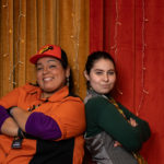 Carina DuMarce as Delivery Person and Rachel Smart as Wolfgang in The Rose Theater's production of RED RIDING HOOD, playing March 22 - April 7, 2024.